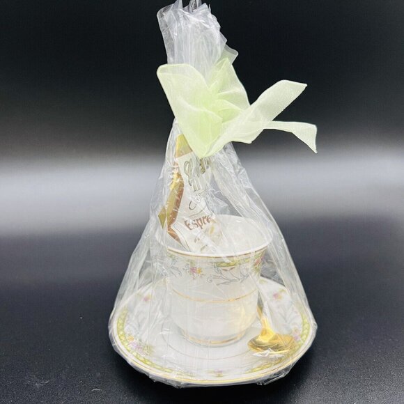 Elegant Espresso Cup & Saucer Gift Set With Gold Spoon Gift Set - Picture 7 of 10